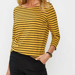 Merona navy blue, yellow striped top.